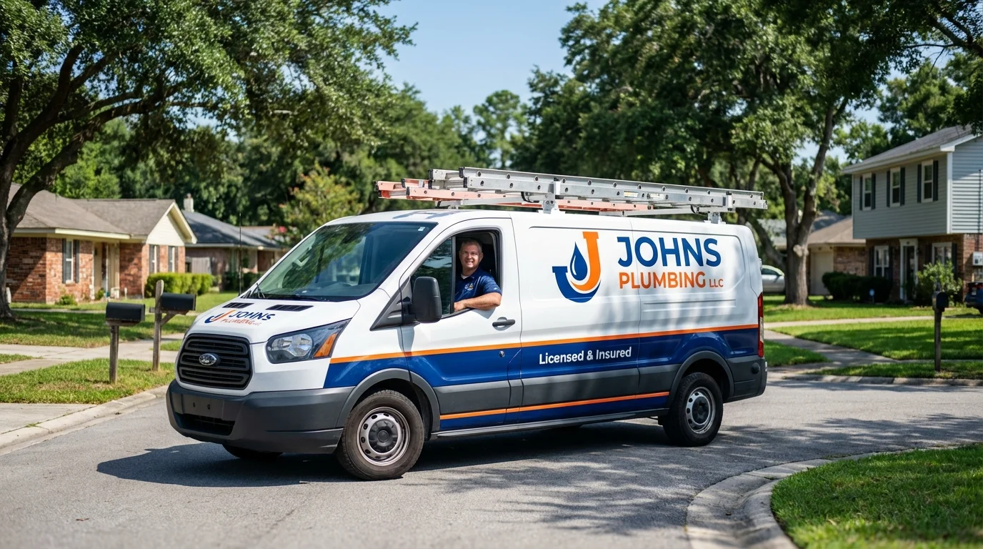 Johns Plumbing LLC service van in El Sobrante, CA