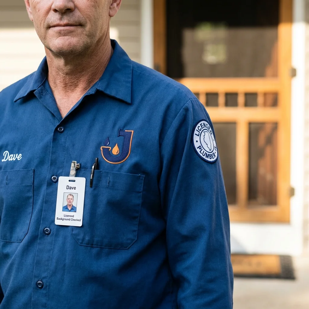 Licensed plumber showing ID badge in El Sobrante, CA