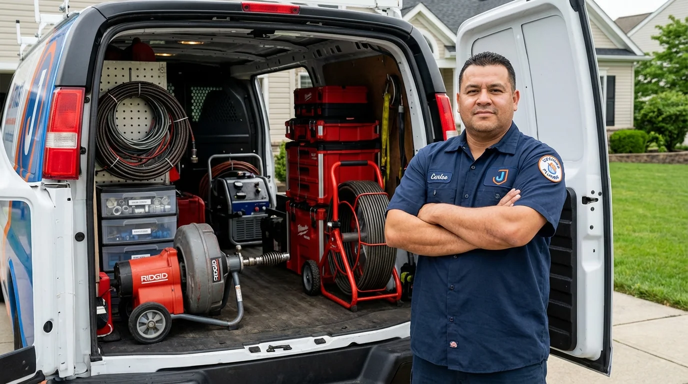 Professional drain cleaning equipment and Johns Plumbing LLC plumber in El Sobrante