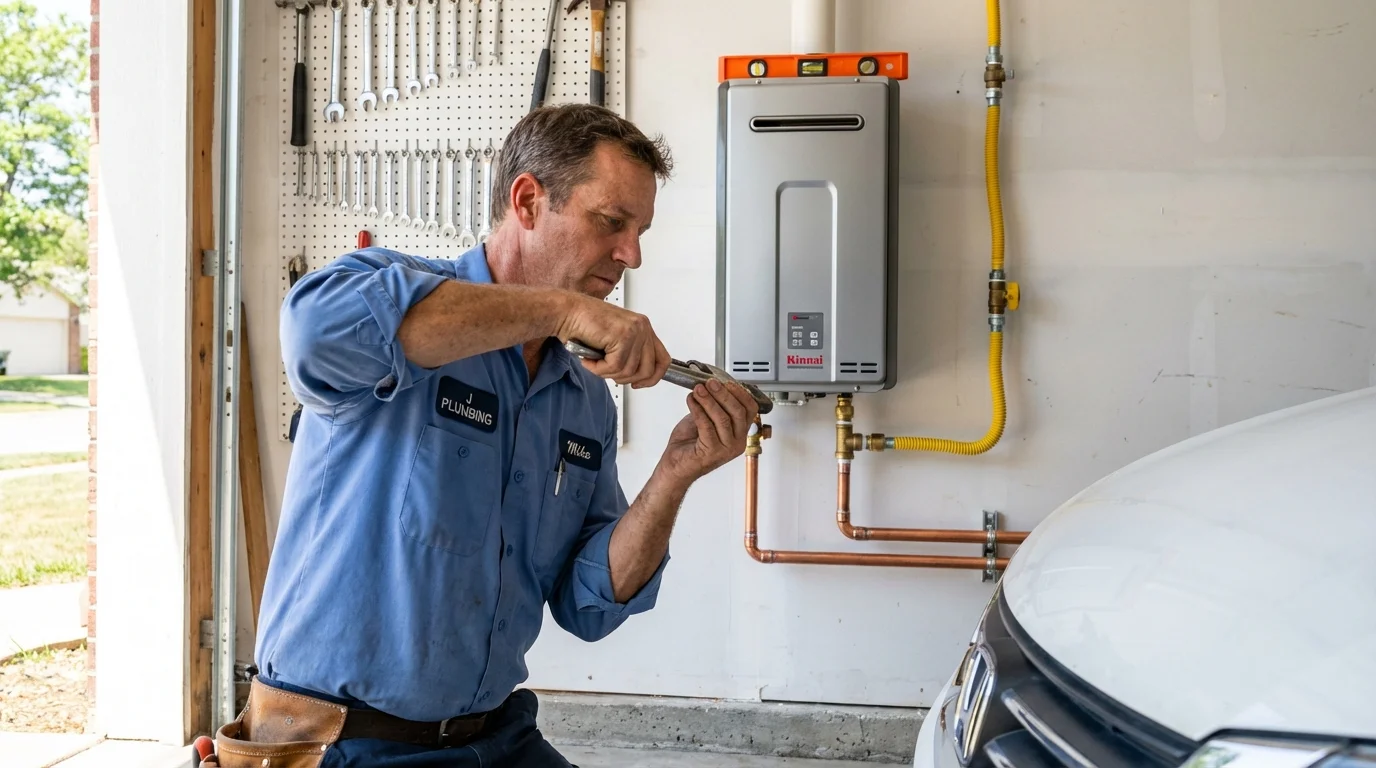 Tankless water heater installation by a Johns Plumbing LLC plumber in El Sobrante